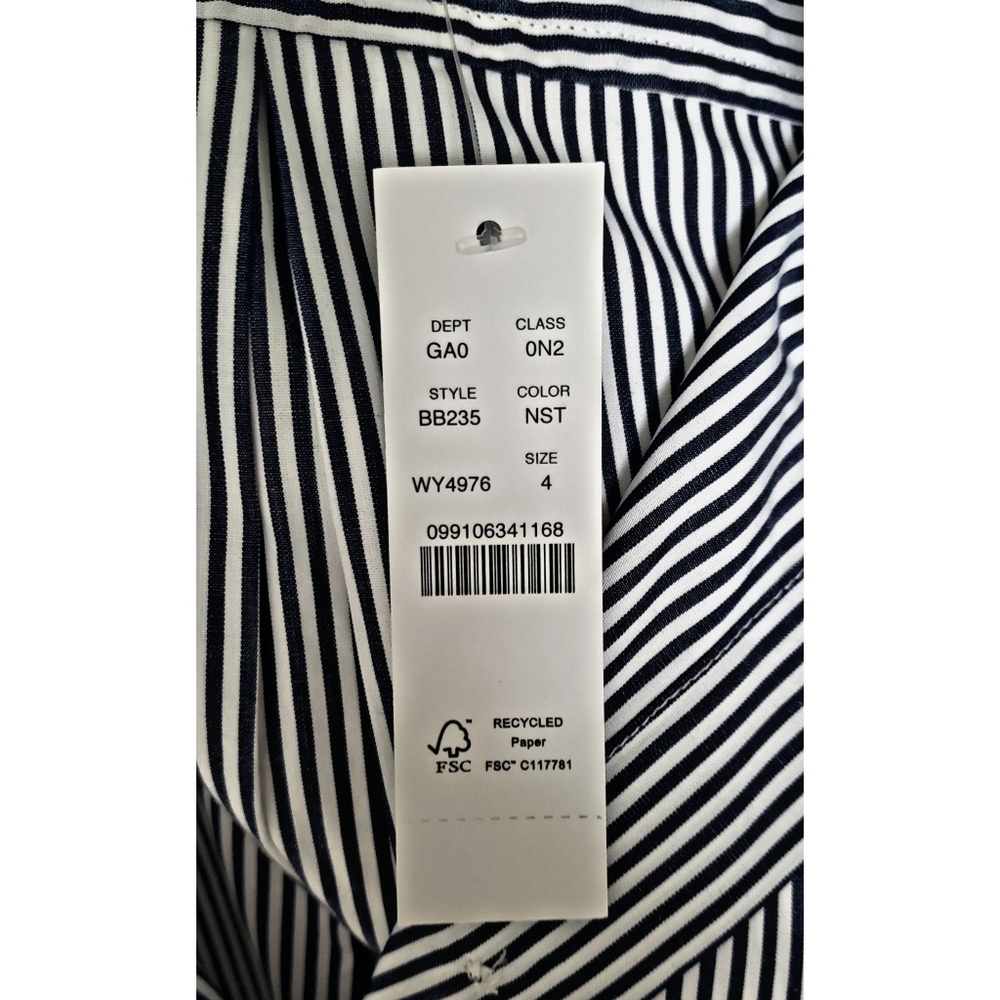 31. J.Crew Classic-fit collarless puff-sleeve shirt in stripe - Picture 6 of 6